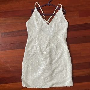 New white sequin mini dress size 8
